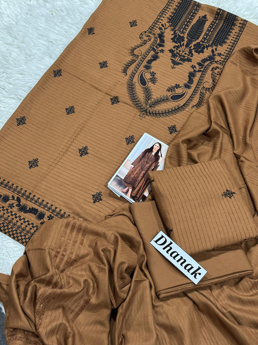 Dhanak Banadora Velvet embroidered suit 3Pc. FL-14