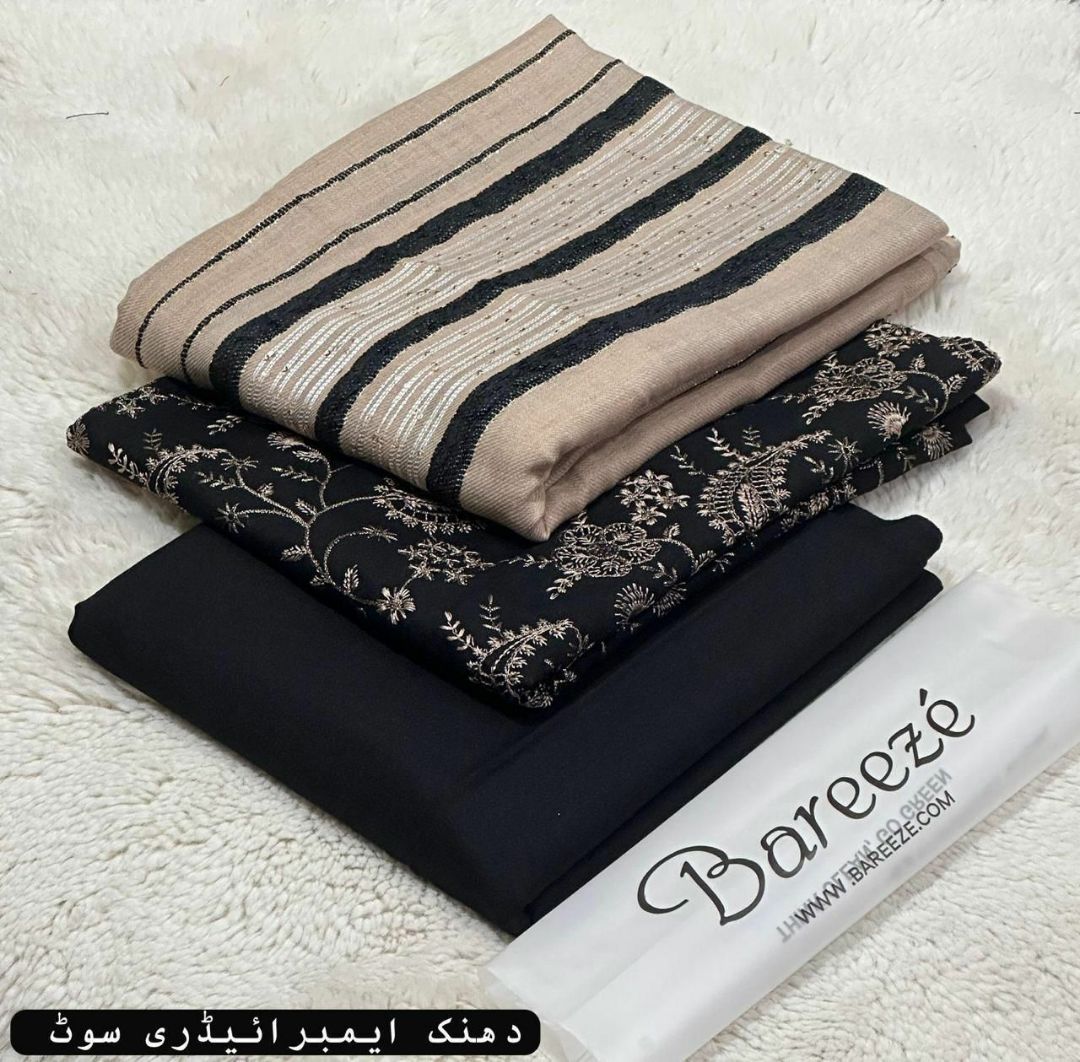 Dhanak Embroidery # pcs suit K-887 Black