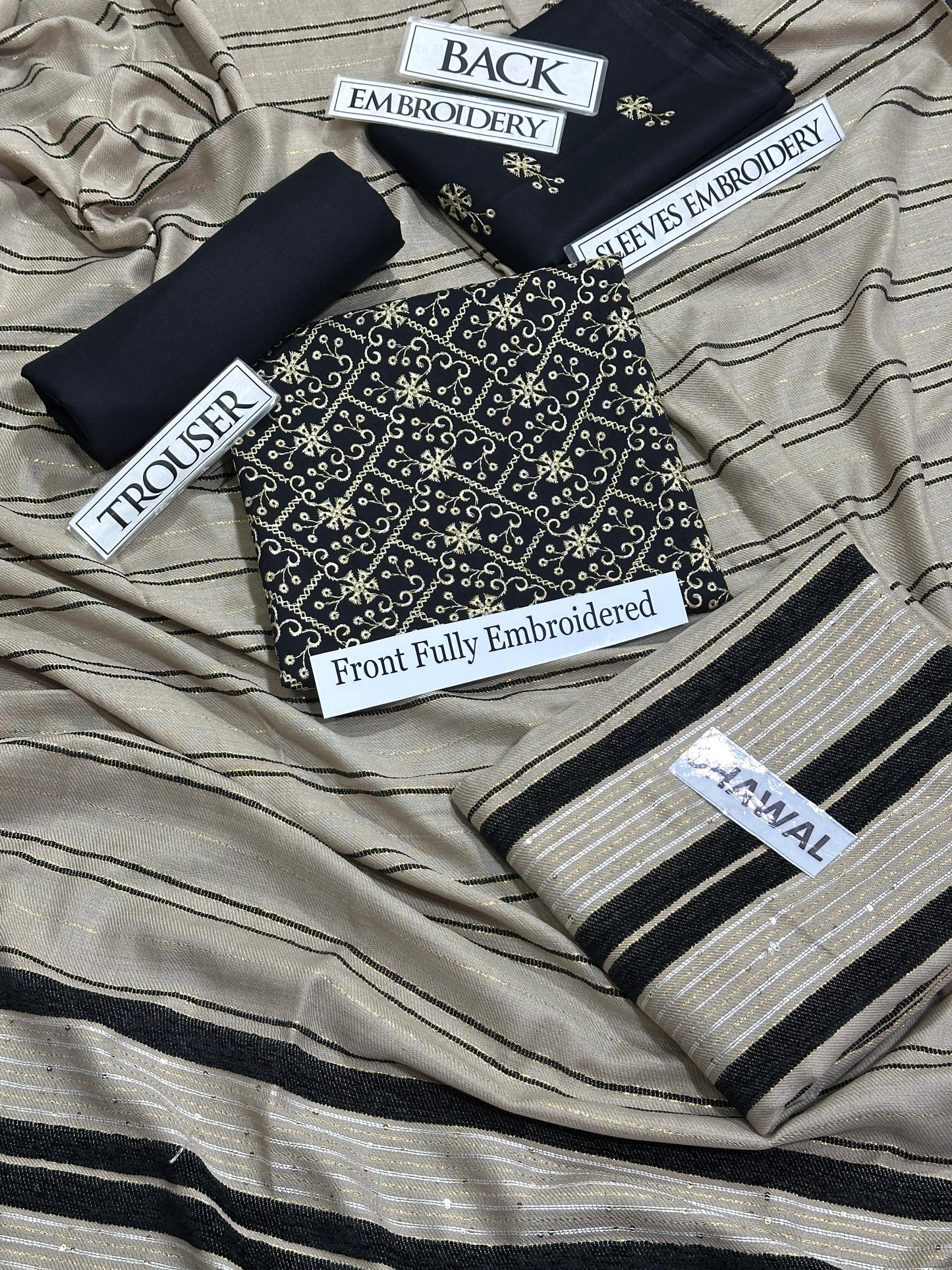 Dhanak Embroidery # pcs suit K-891 black