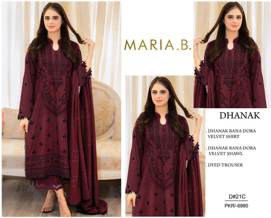 Dhanak Banadora Velvet embroidered suit 3Pc. FL-13