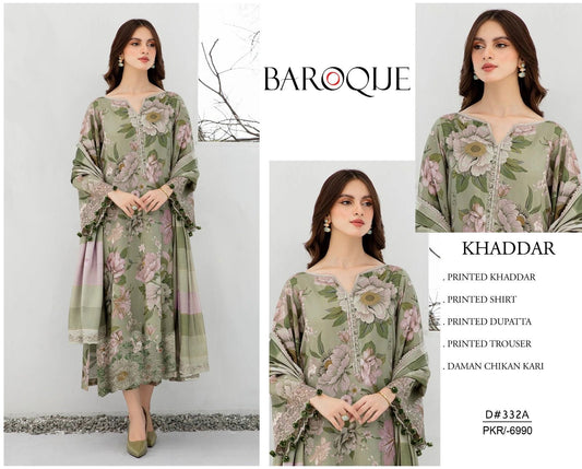 Khaddar 3 Pc Dress K8