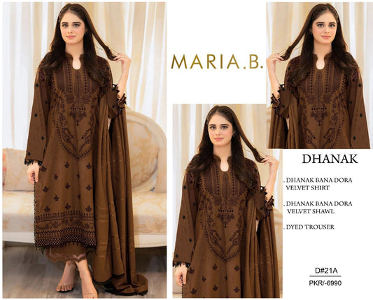 Dhanak Banadora Velvet embroidered suit 3Pc. FL-14