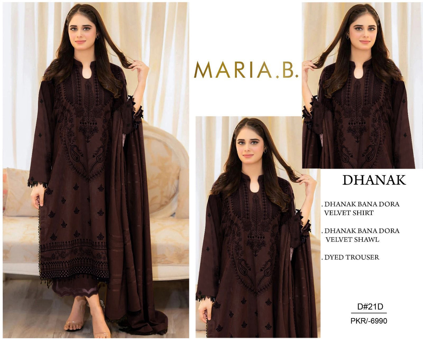 Dhanak Banadora Velvet embroidered suit 3Pc. FL-12