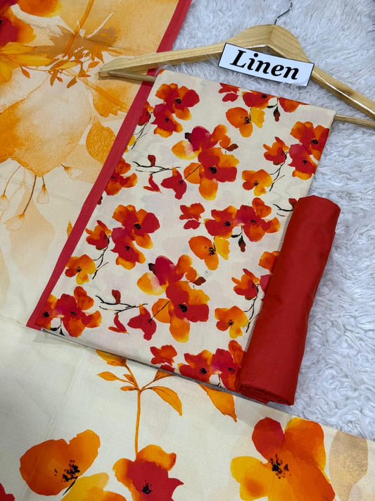 Linen Printed 3pc F-46