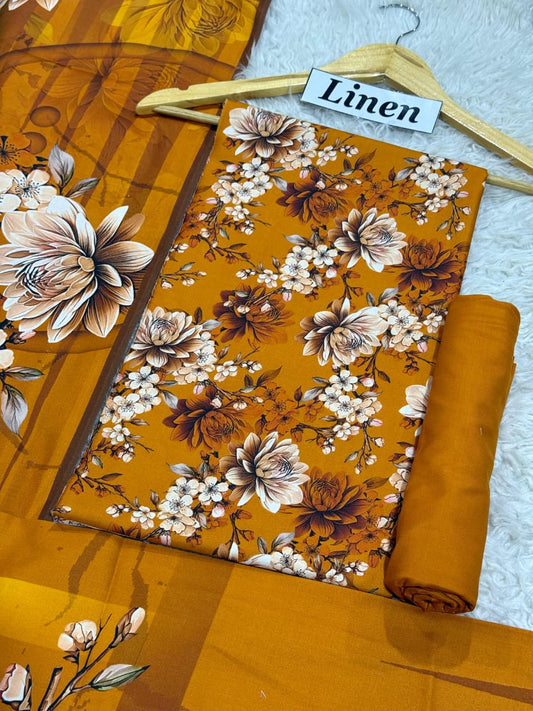 Linen Printed 3pc D-53