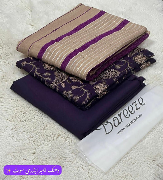 Dhanak Embroidery # pcs suit K-888 purple