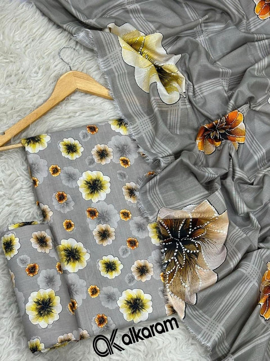 alkaram khaddar 3 pc suit K-37