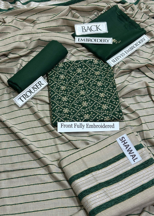 Dhanak Embroidery # pcs suit K-890 dark green