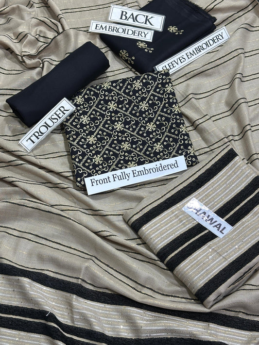 Dhanak Embroidery # pcs suit K-891 black