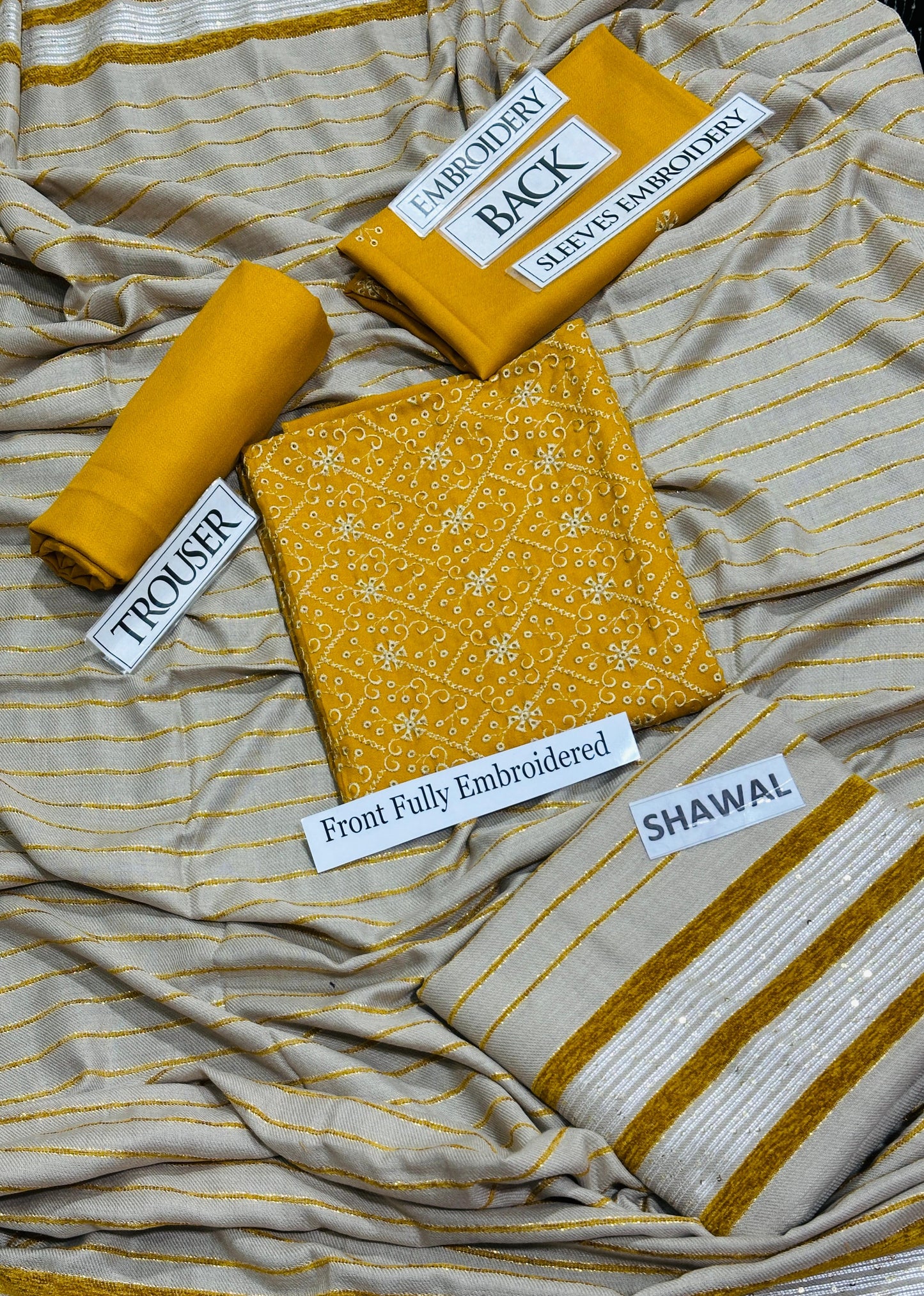 Dhanak Embroidery # pcs suit K-893 yellow