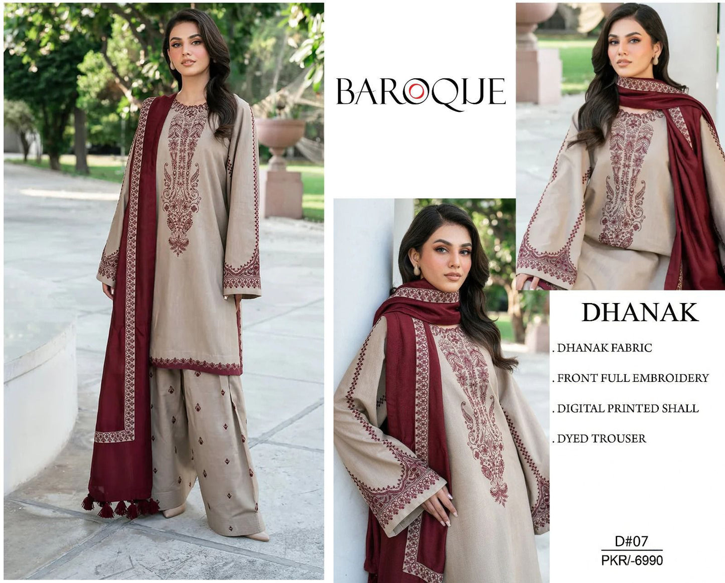 DHANAK embroidery 3PC suit