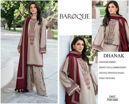 DHANAK embroidery 3PC suit