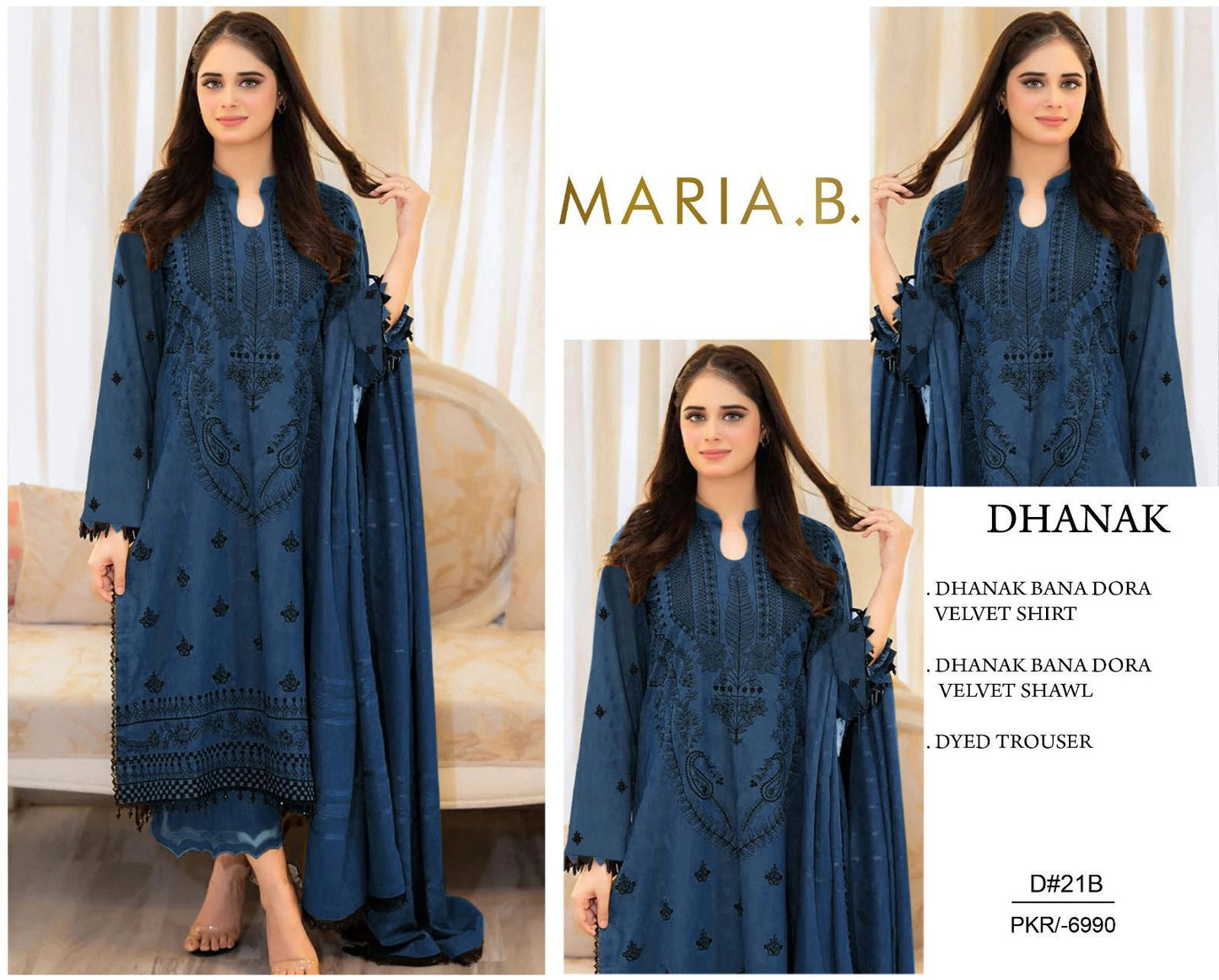 Dhanak Banadora Velvet embroidered suit 3Pc. FL-15