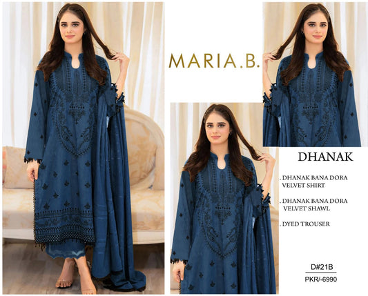Dhanak Banadora Velvet embroidered suit 3Pc. FL-15
